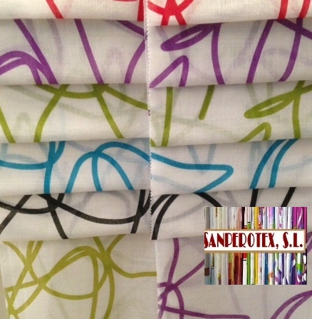 visillos estampados de lino